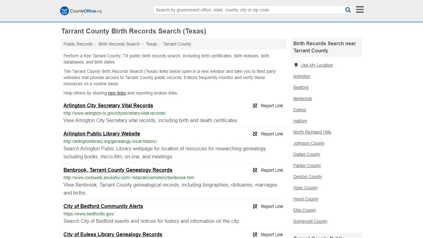 Birth Records Search - Tarrant County, TX (Birth ...